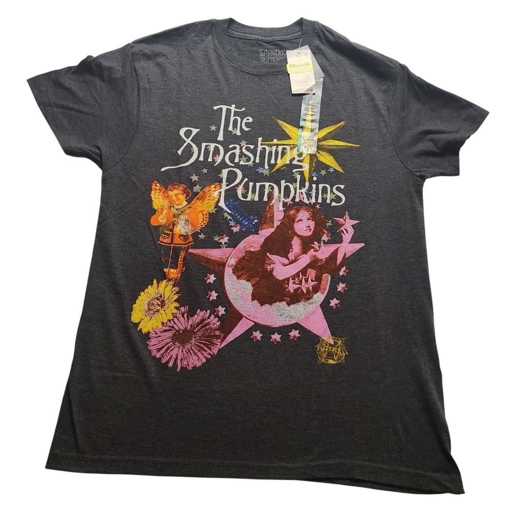 Smashing Pumpkins Women's Graphic T-Shirt Charcoal Gray Band Tee Medium NWT